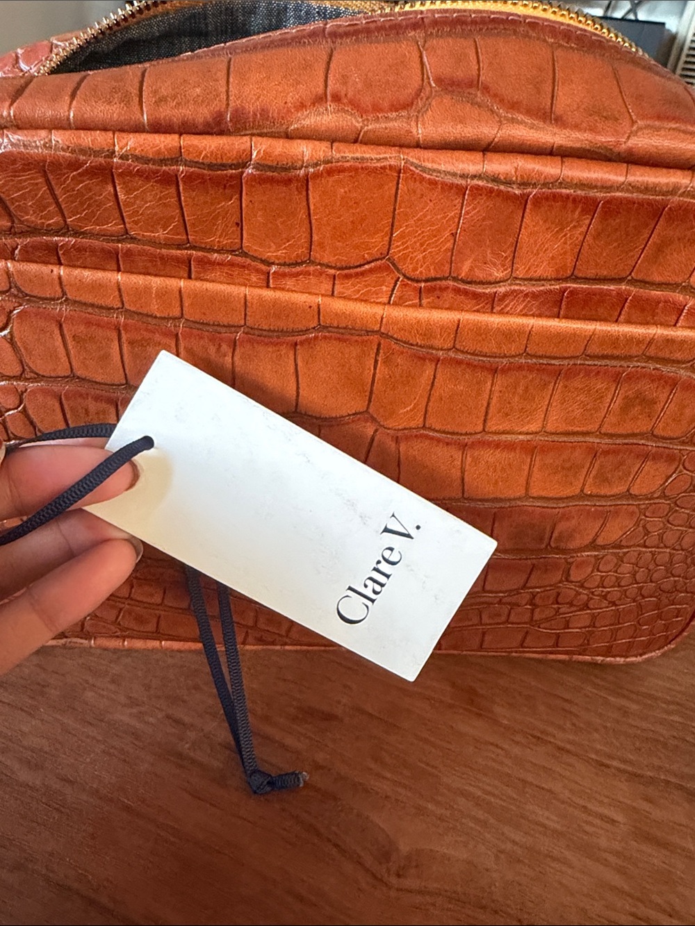 Clare V. Cuoio Croco Mirabel Crossbody Bag - Picture 5 of 6